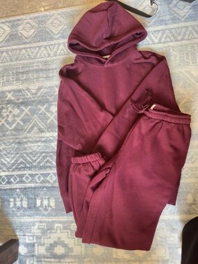 American Eagle everyday LUXE hoodie and joggers Burgundy Hoodie & Sweatpants Set